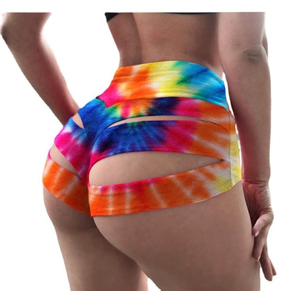 Track Shorts, Fashionable Yoga Wear, Stretch Fabric, Printed Activewear.