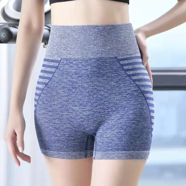 Striped High Waist Biker Sport Shorts For Gym And Running - Image 4