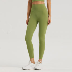 High-Waist Leggings, Pocket Fitness Fashion, Nine-Point Activewear, Trendy Workout Bottoms.