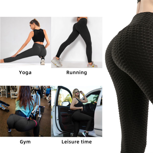 tik tok, high waist, Women's Black Leggings, TIK Tok Style, Bubble Textured Fashion, Trendy Activewear