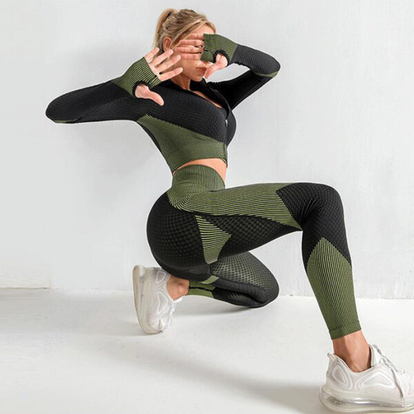 Seamless Yoga Set, Sport Tracksuit, Crop Top Ensemble, Fitness Fashion, Activewear Trio, Trendy Workout Gear, Gym Essentials, Stylish Exercise Set, Seamless Perfection, Active Lifestyle Fashion.