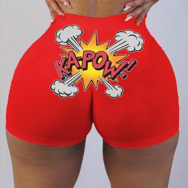 explosive print booty shorts red kapow