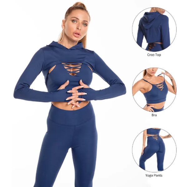 3 piece long sleeve hooded sports suit