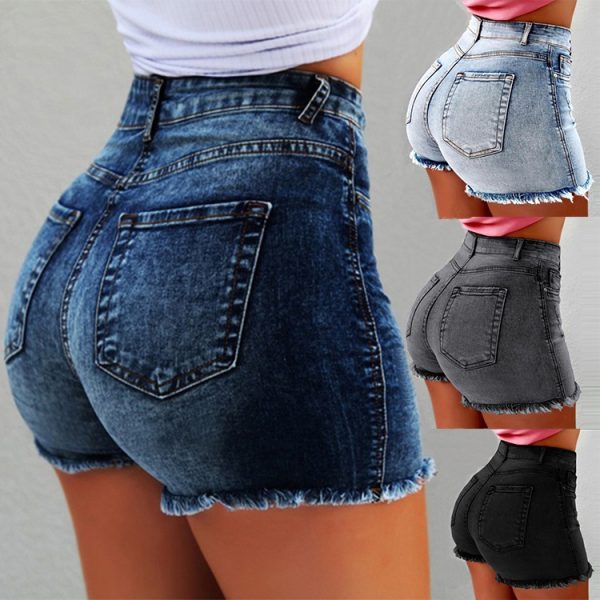 Plus Size High Waist  Denim Shorts