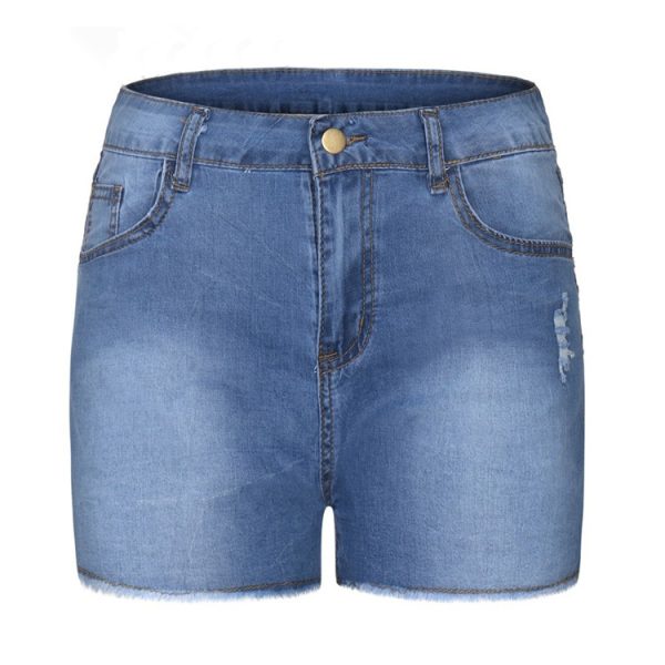 Stretch Slim Fit Ripped Tassel Denim Shorts - Image 7