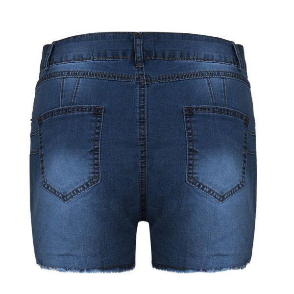 Stretch Slim Fit Ripped Tassel Denim Shorts - Image 5