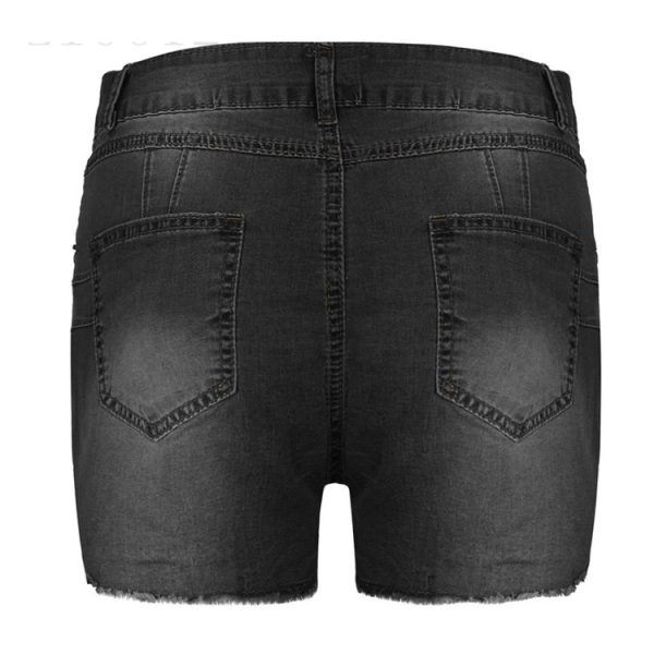 Stretch Slim Fit Ripped Tassel Denim Shorts - Image 9