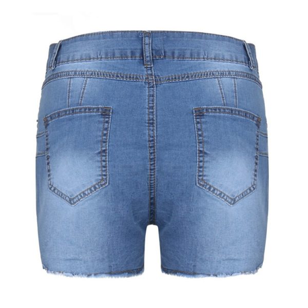 Stretch Slim Fit Ripped Tassel Denim Shorts - Image 6