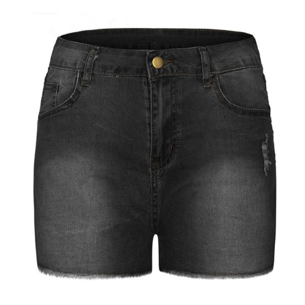 Stretch Slim Fit Ripped Tassel Denim Shorts - Image 8